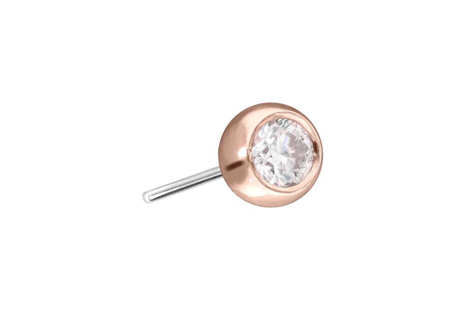 14 Karat Gold Kugel mit Titan Push Pin MOISSANIT von Piercingline